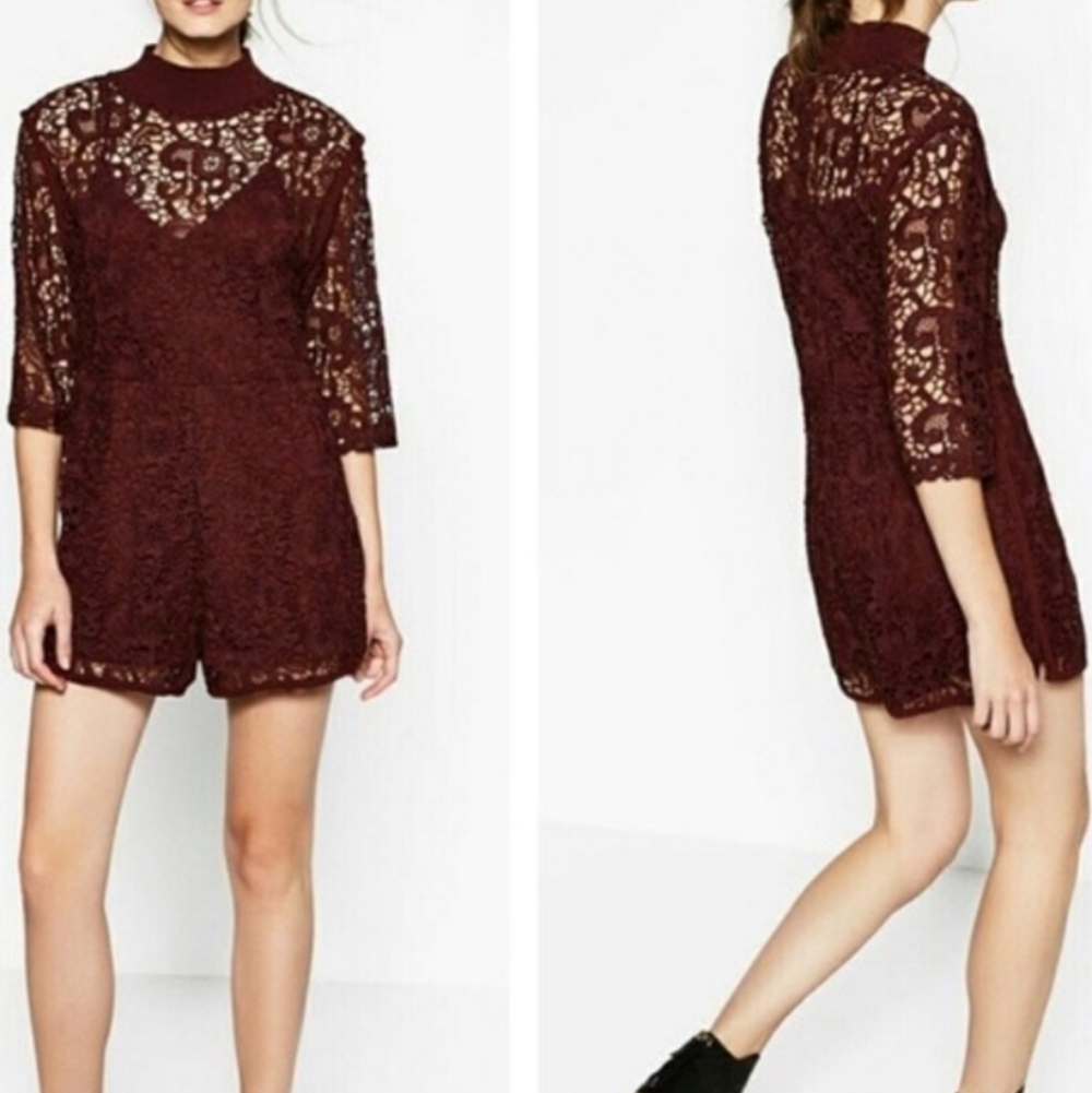 NWT Zara Romper Floral Guipure Lace Large Jumpsuit Playsuit